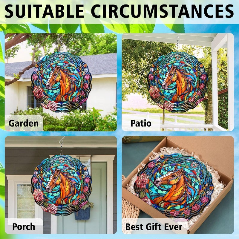 44memory Horse Yard and Garden Wind Spinner, Unique 3D Hanging Horse Wind Spinner - Image 5